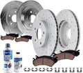 Detroit Axle - 10pc Brake Kit for 2014-2020 Acura RLX, Drilled and Slotted Disc Brakes Rotors 2015 2016 2017 2018 2019 Ceramic Brake Pads Replacement: 12.28' inch Front and 12.20' inch Rear Rotors