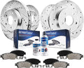 Detroit Axle - Brake Kit for 2003-2007 Honda Accord, Drilled and Slotted Disc Brakes Rotors Ceramic Brake Pads 2004 2005 2006 Replacement: 11.10' inch Front 10.24' inch Rear Rotors
