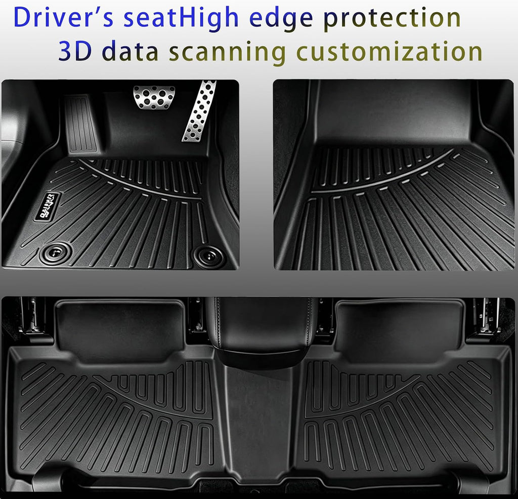 All Weather Floor Mats Set for Toyota RAV4 2018 2017 2016 2015 2014 2013 TPE Rubber Liners RAV4 Odorless Anti-Slip Car Floor Liners - 1st & 2nd Cargo Mat Covering The Backrest Full Set