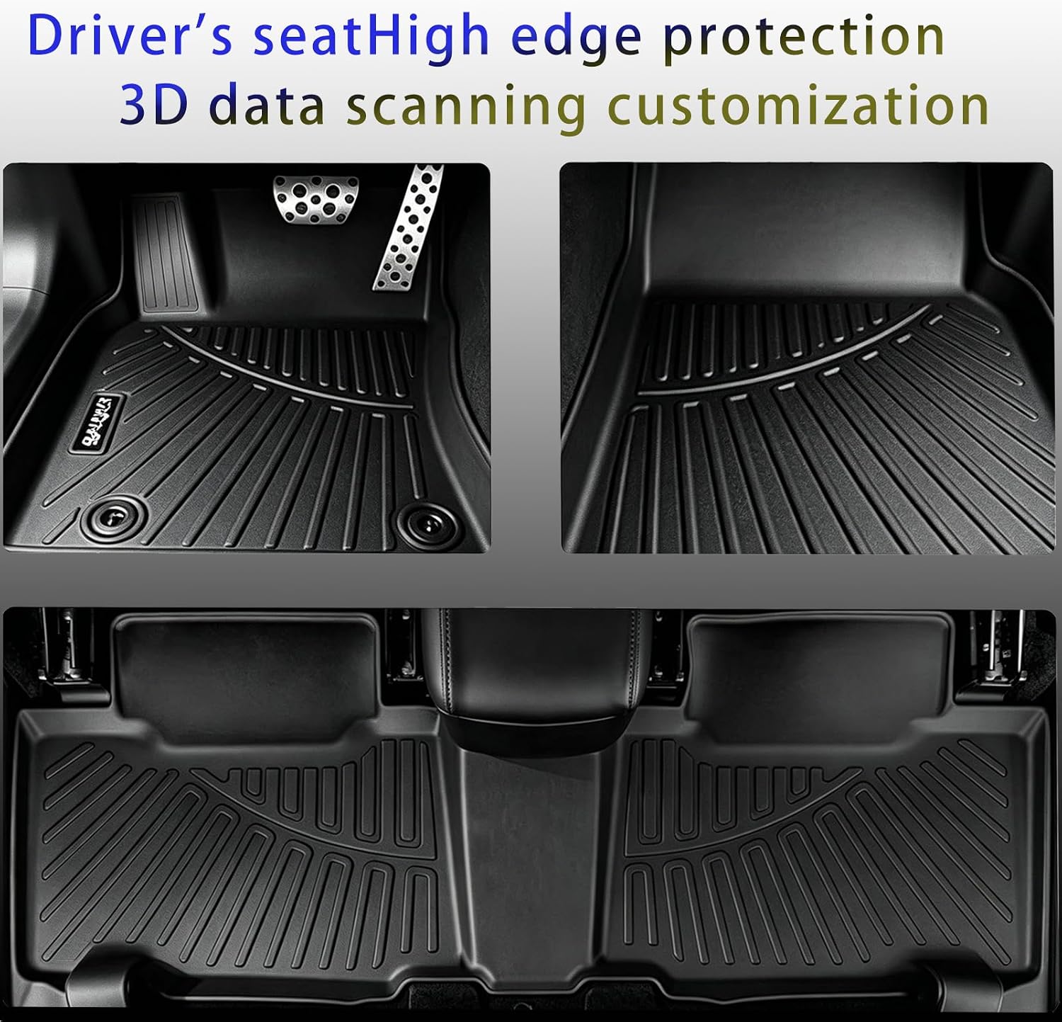 All Weather Floor Mats Set for Toyota RAV4 2018 2017 2016 2015 2014 2013 TPE Rubber Liners RAV4 Odorless Anti-Slip Car Floor Liners - 1st & 2nd Cargo Mat Covering The Backrest Full Set