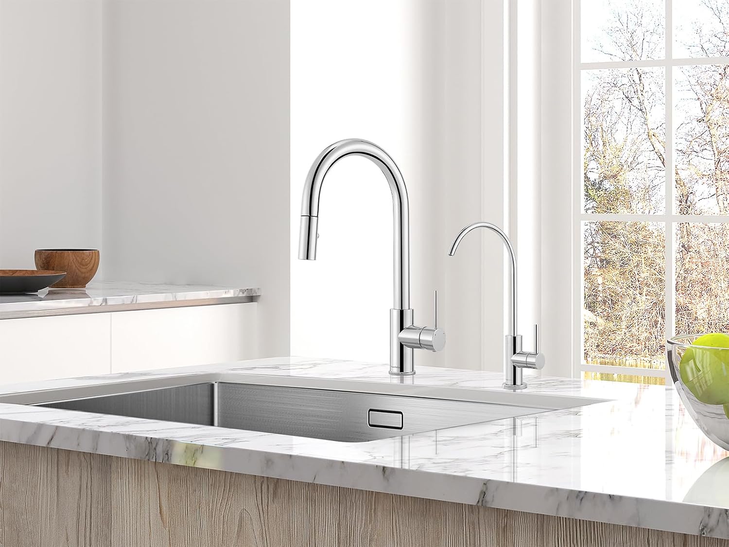 AguaStella AS60CH Chrome Kitchen Sink Faucet with Pull Down Sprayer Single Handle