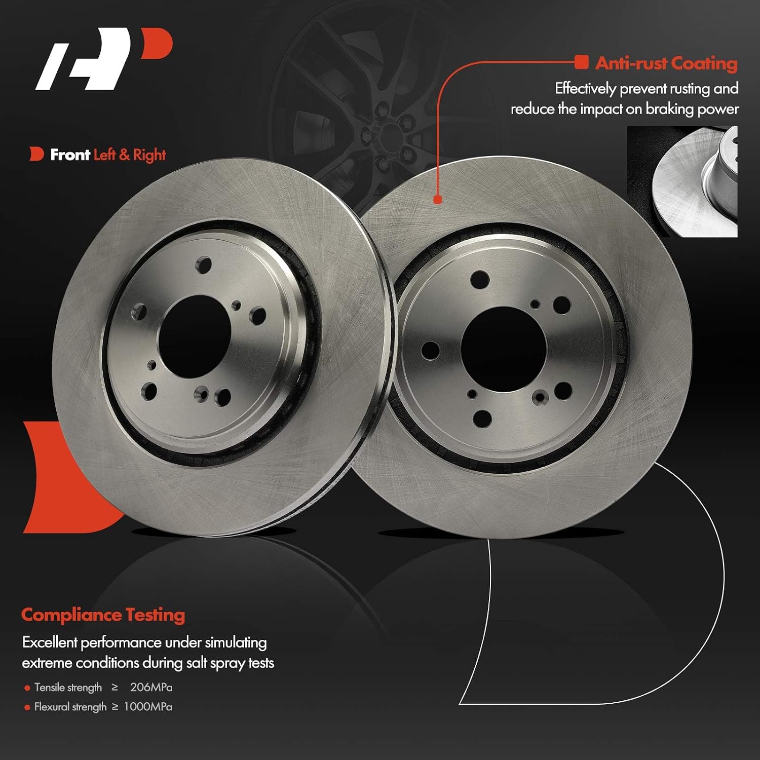A-Premium 12.59 inch (320mm) Front Vented Disc Brake Rotors + Ceramic Pads Kit Compatible with Select Honda and Acura Models - Pilot 2016-2022, MDX 2017-2020, Ridgeline 2017-2023, 6-PC Set