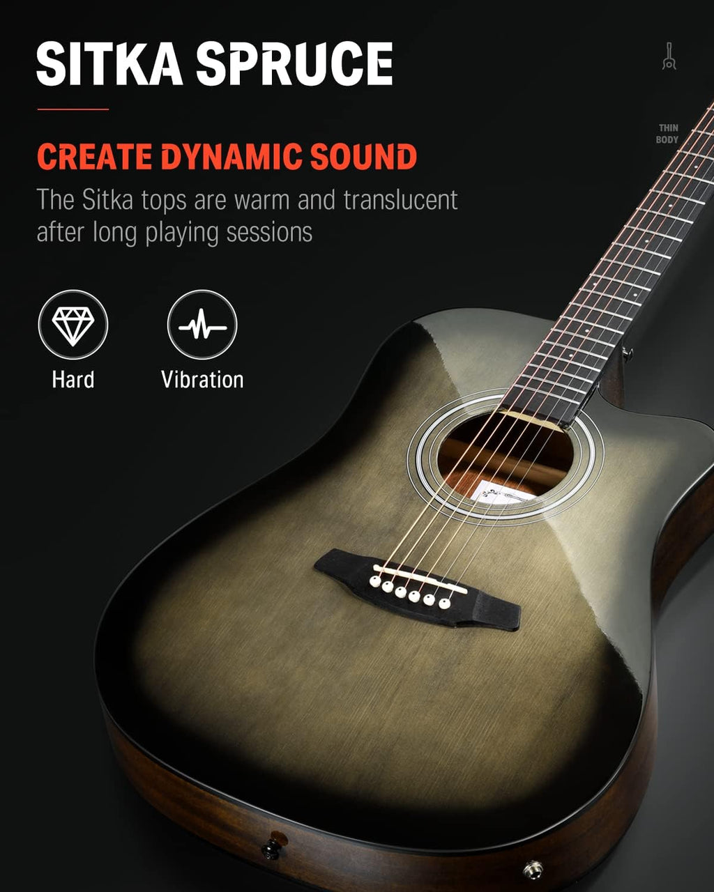 Donner Full Size Acoustic Electric Guitar-Guitar Wall Mount Hanger