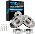 TRQ Front Brake Pad and Rotor Set Semi Metallic Vented Rotors Calipers Compatible with 2005-2015 Toyota Tacoma