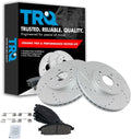 TRQ Performance Front Brake Pad and Rotor Set Ceramic Coated Drilled Slotted Vented Rotors Compatible with 2006-2006 Acura MDX
