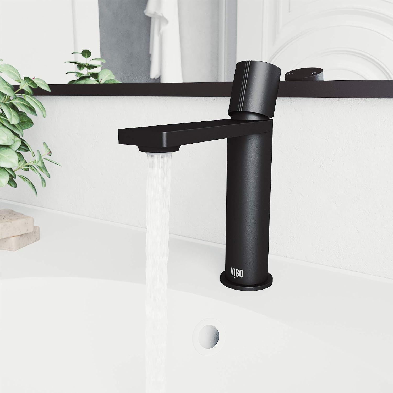 VIGO Halsey Single-Handle Single-Hole Mount Bathroom Sink Faucet, 8-Inch, Matte Black, Modern Design, Solid Brass, 1.2 GPM WaterSense & Ceramic Disc Valve, Corrosion-Resistant