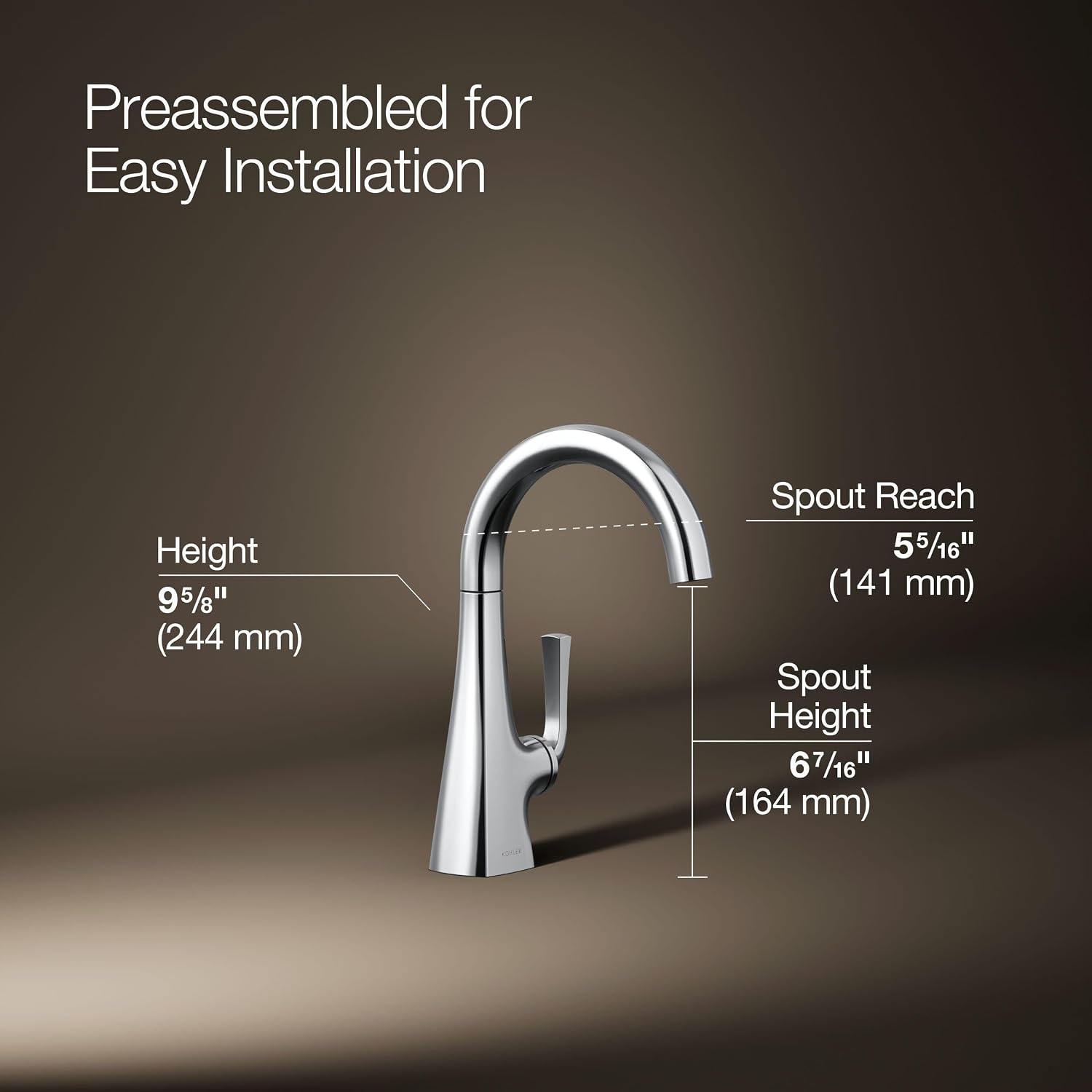 Kohler K-24134-CP Graze Beverage Faucet, Polished Chrome