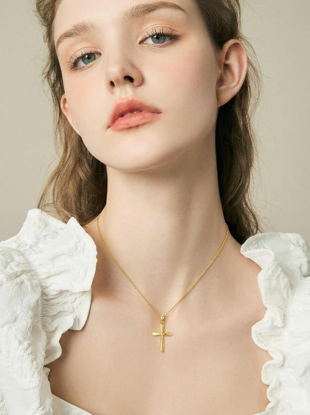 18K Gold Cross Pendant for Women Gold Cross Necklace 18K Gold Jewelry Religious Gift