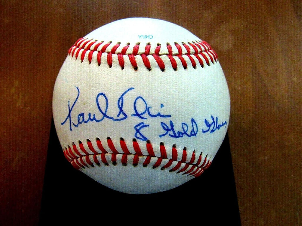Paul Blair 8 Gloves Yankees Orioles Signed Auto Game Used Oml Baseball Jsa - MLB Game Used Baseballs