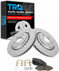 TRQ Performance Front Brake Pad and Rotor Set Ceramic Coated Drilled Slotted Rotors Compatible with 2014-2016 Acura MDX