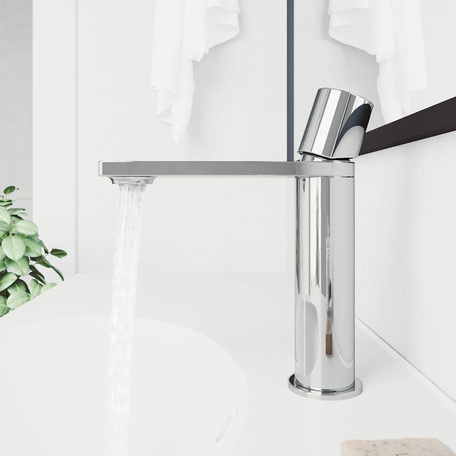 VIGO Halsey Single-Handle Single-Hole Mount Bathroom Sink Faucet, 8-Inch, Chrome, Modern Design, Solid Brass, 1.2 GPM WaterSense & Ceramic Disc Valve, Corrosion-Resistant