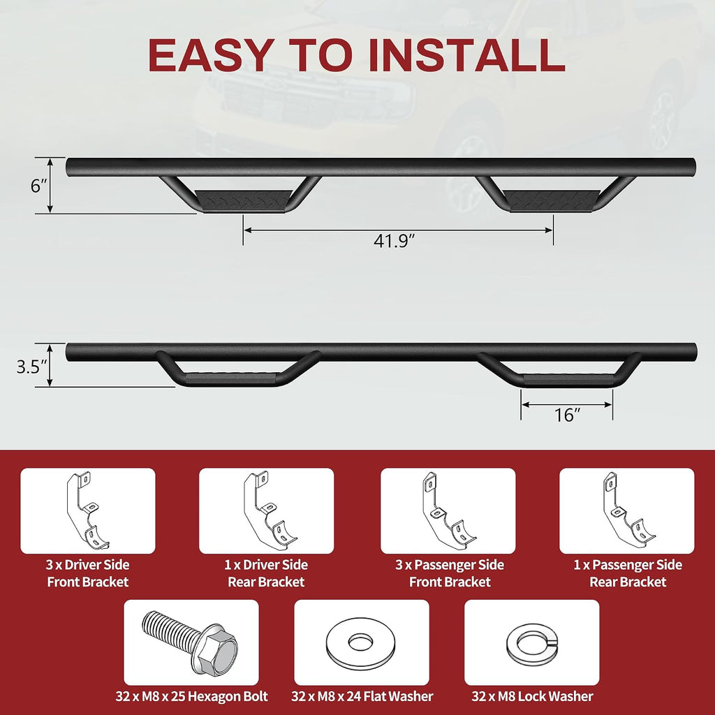 YITAMOTOR Drop Running Boards Compatible with 2019-2026 Chevy Silverado/GMC Sierra 1500 Crew Cab, 2020-2026 2500HD 3500HD Crew Cab Carbon Steel Side Steps Nerf Bars Rails(Excl. 2019 1500 LD)