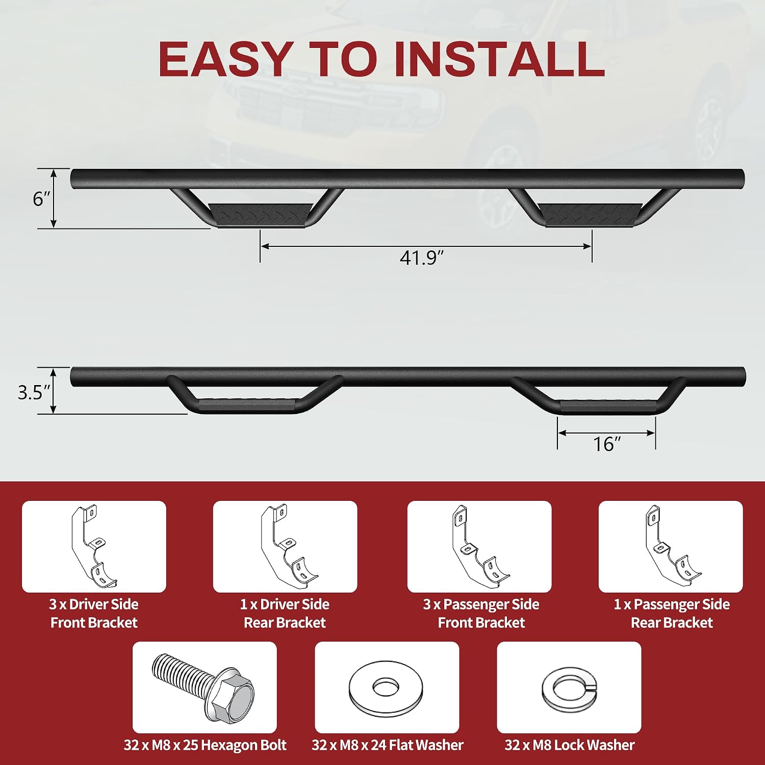 YITAMOTOR Drop Running Boards Compatible with 2019-2026 Chevy Silverado/GMC Sierra 1500 Crew Cab, 2020-2026 2500HD 3500HD Crew Cab Carbon Steel Side Steps Nerf Bars Rails(Excl. 2019 1500 LD)