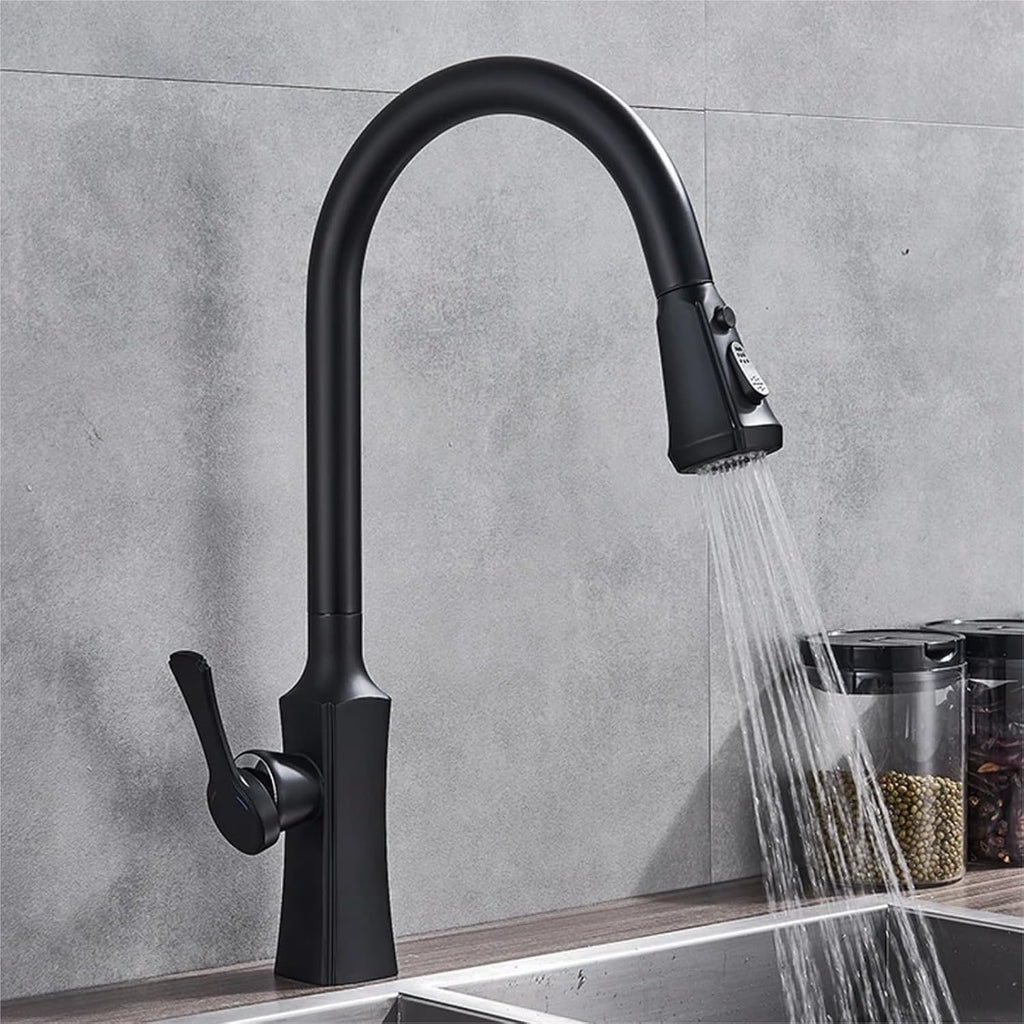 Kitchen Faucet Single Handle Hand-Out Single Hole Hot and Cold Faucet Tap(Brushed Gold)