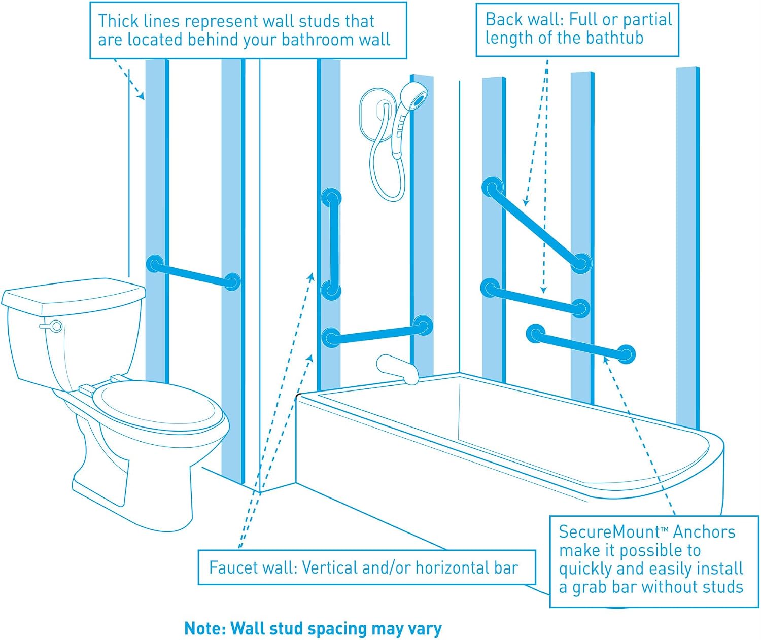 Moen YG0436BLAlign 36-Inch Bathroom Safety Grab Bar
