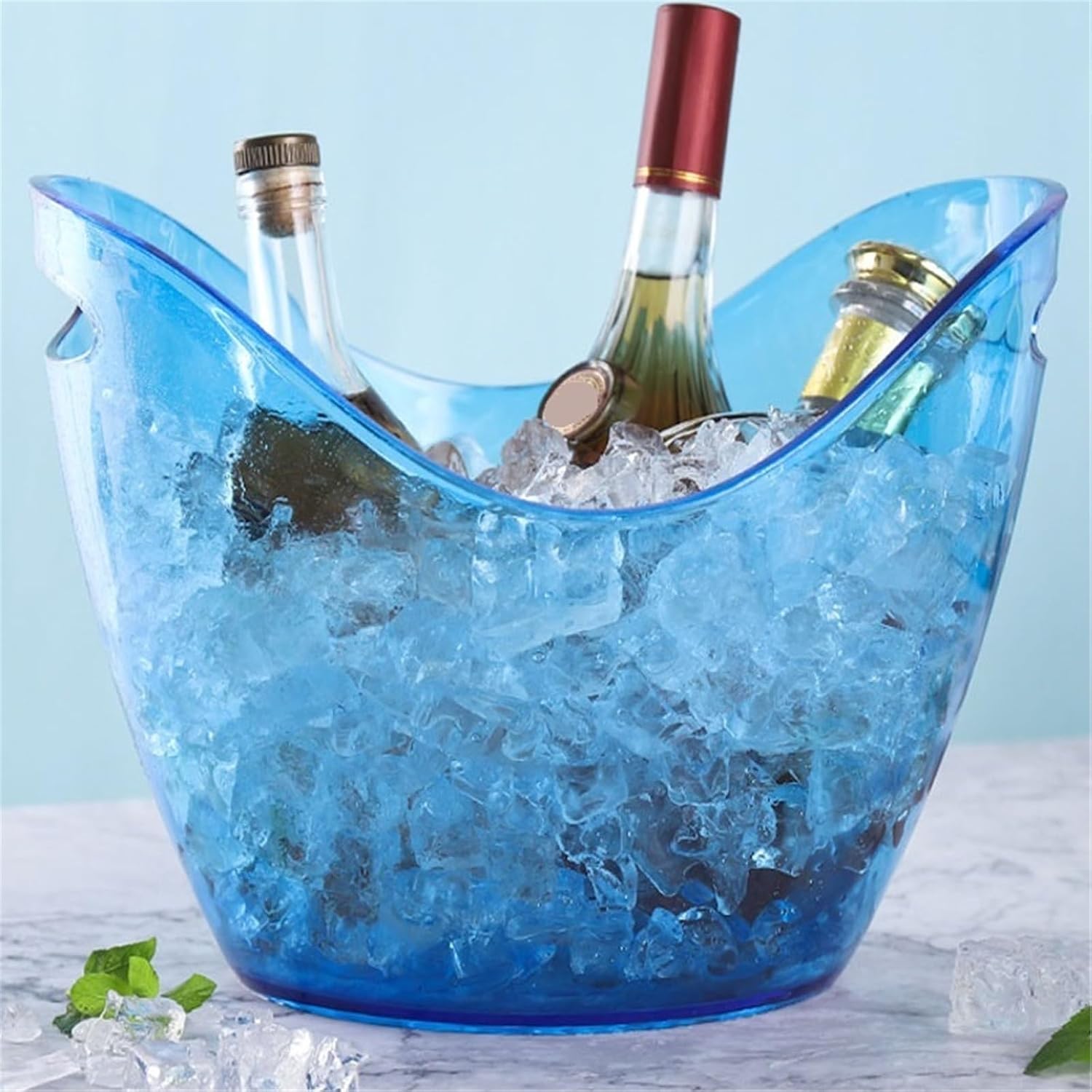 ice buckets 8L Acrylic Ice Bucket Tub Oval Storage Champagne Bottles For Drinks And Parties(Orange)