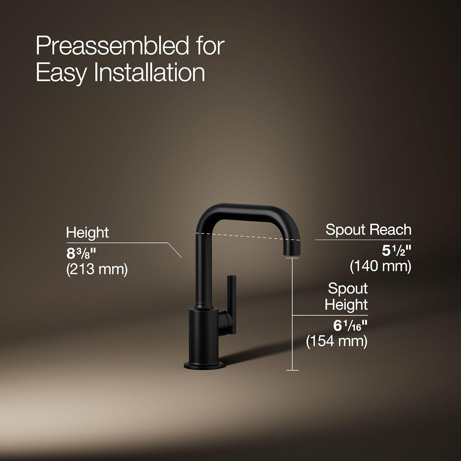 Kohler K-24077-BL Purist Beverage Faucet, Matte Black