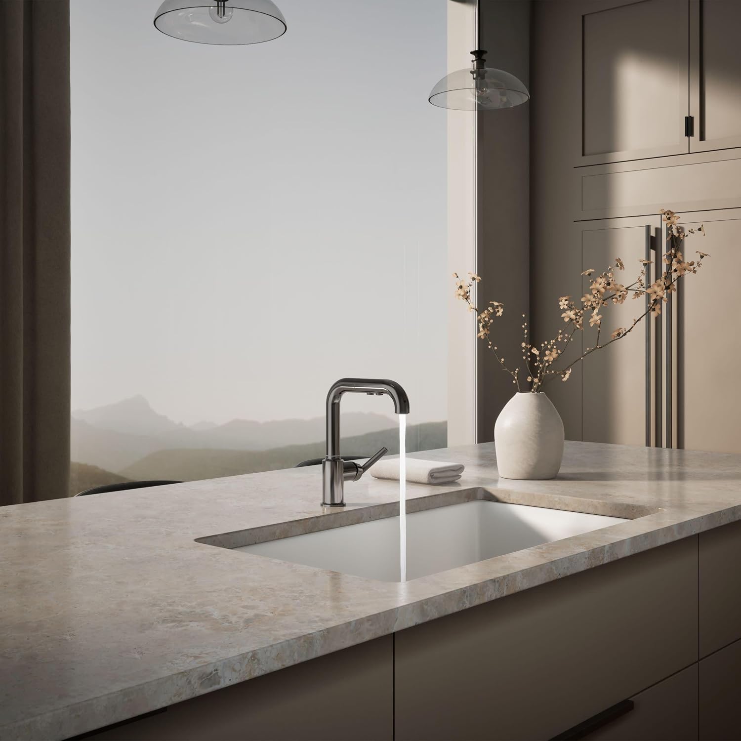 Purist Pull-Out Kitchen Sink Faucet With Three-Function Sprayhead