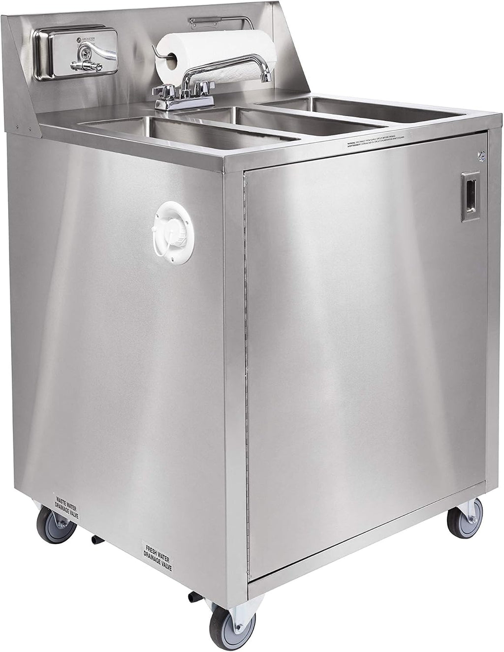 AFE TB101 Triple Basin Stainless Steel Portable Sink with Hot Water