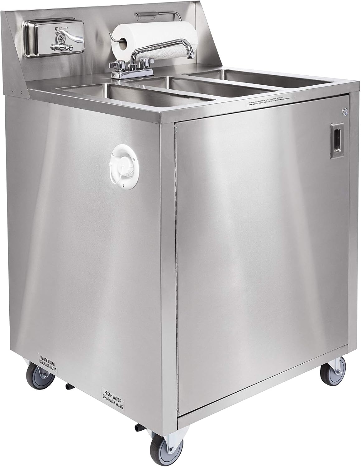 AFE TB101 Triple Basin Stainless Steel Portable Sink with Hot Water