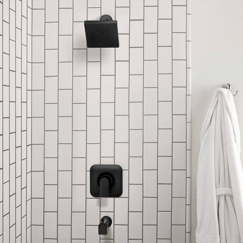 Moen Genta LX Matte Black Pressure Balancing Modern Shower Lever Handle, Posi-Temp Valve Required, T2471BL (Pack of 3)