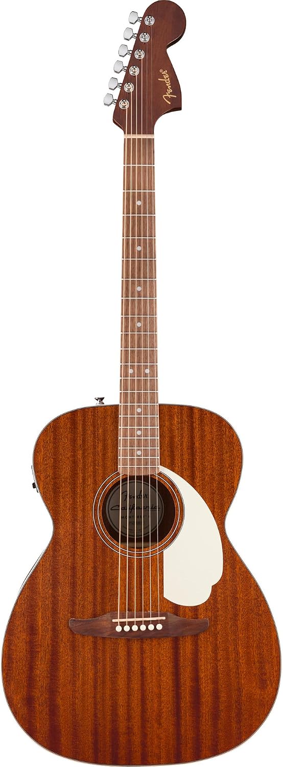 Fender California Standard Monterey E Acoustic-Electric Guitar - Natural Sapele Bundle with Case, Tuner, Strap, Strings, String Winder, Picks, and Austin Bazaar Instructional DVD