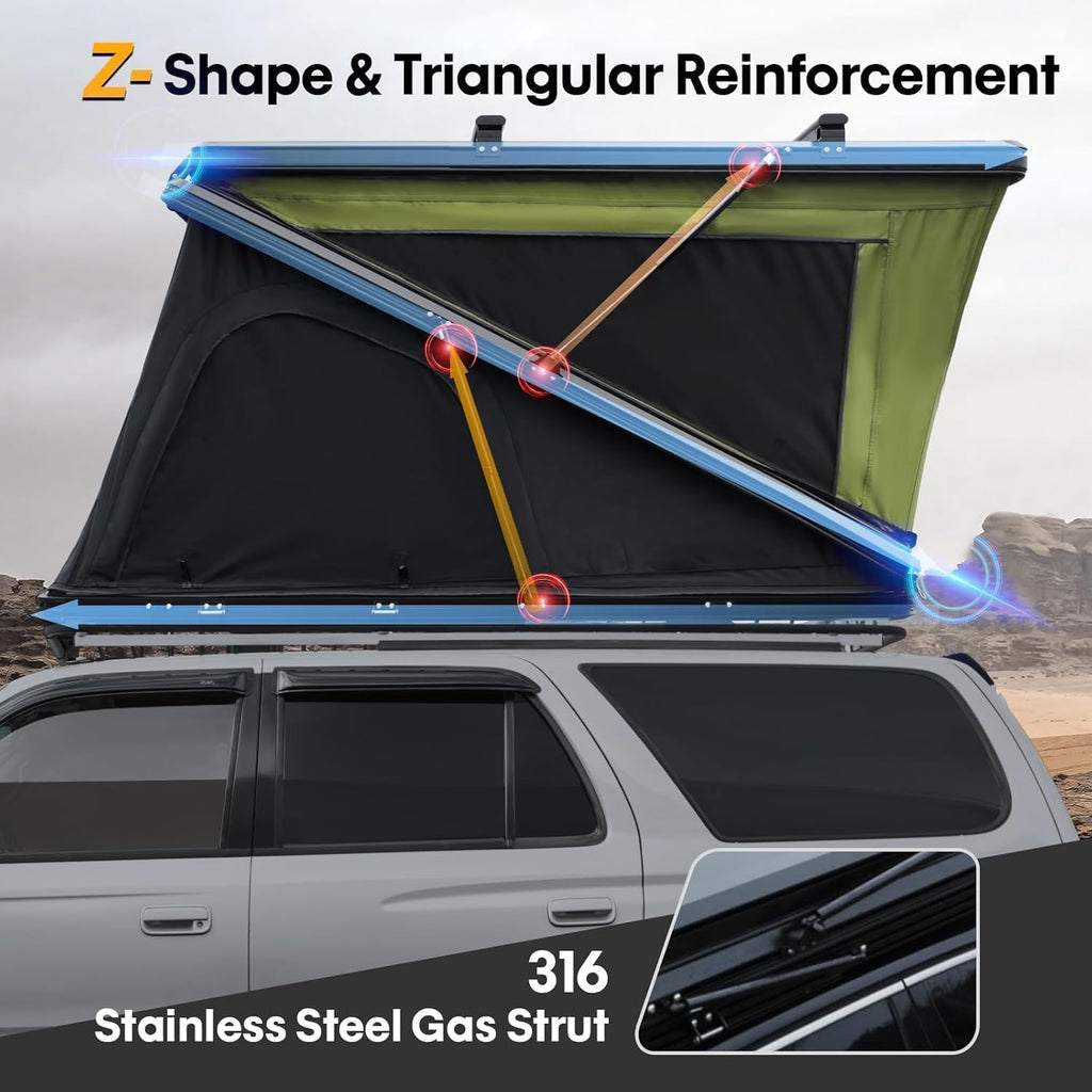 WildFinder Rooftop Tent Hard Shell Roof Top Tent Hardshell Suitable for Jeep SUV Truck Van,Camping Car Roof for 2-3 Person