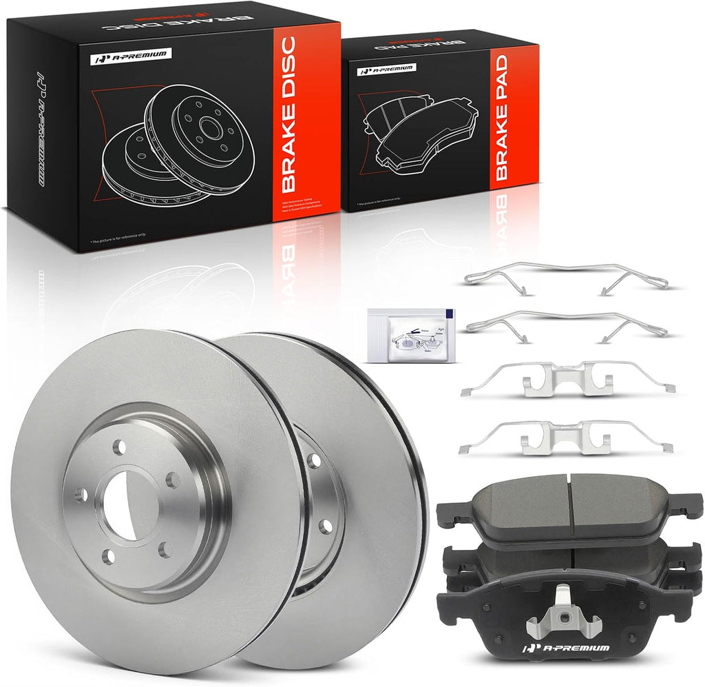 A-Premium 12.60 inch (320mm) Front Vented Disc Brake Rotors + Ceramic Pads Kit Compatible with Select Ford Model - Escape 2013-2017, Transit Connect 2014-2018, 1.6L 2.0L 2.5L, 6-PC Set