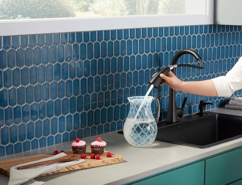 KOHLER R26281-SD-BL Maxton Touchless Pull-Down Kitchen Faucet with soap/Lotion Dispenser, Matte Black | Soap/Lotion Dispenser