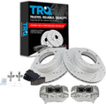 TRQ Performance Front Brake Pad and Rotor Set Ceramic Vented Coated Rotors Calipers Compatible with 2004 Toyota Tacoma
