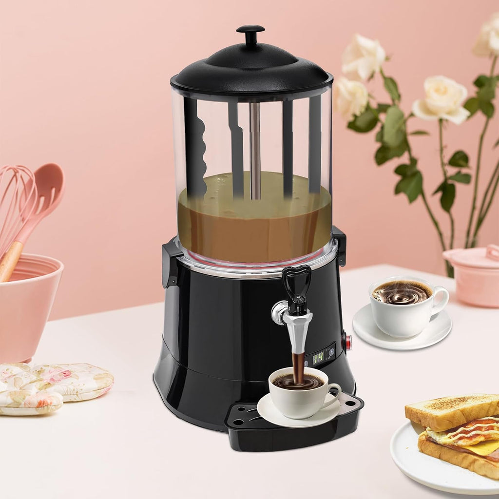 10L Commercial Hot Chocolate Maker Machine Chocolate Dispenser Warmer With Faucet 400W 110V Hot Beverage Warmer for Heating Chocolate Coffee Milk (10L-Black)