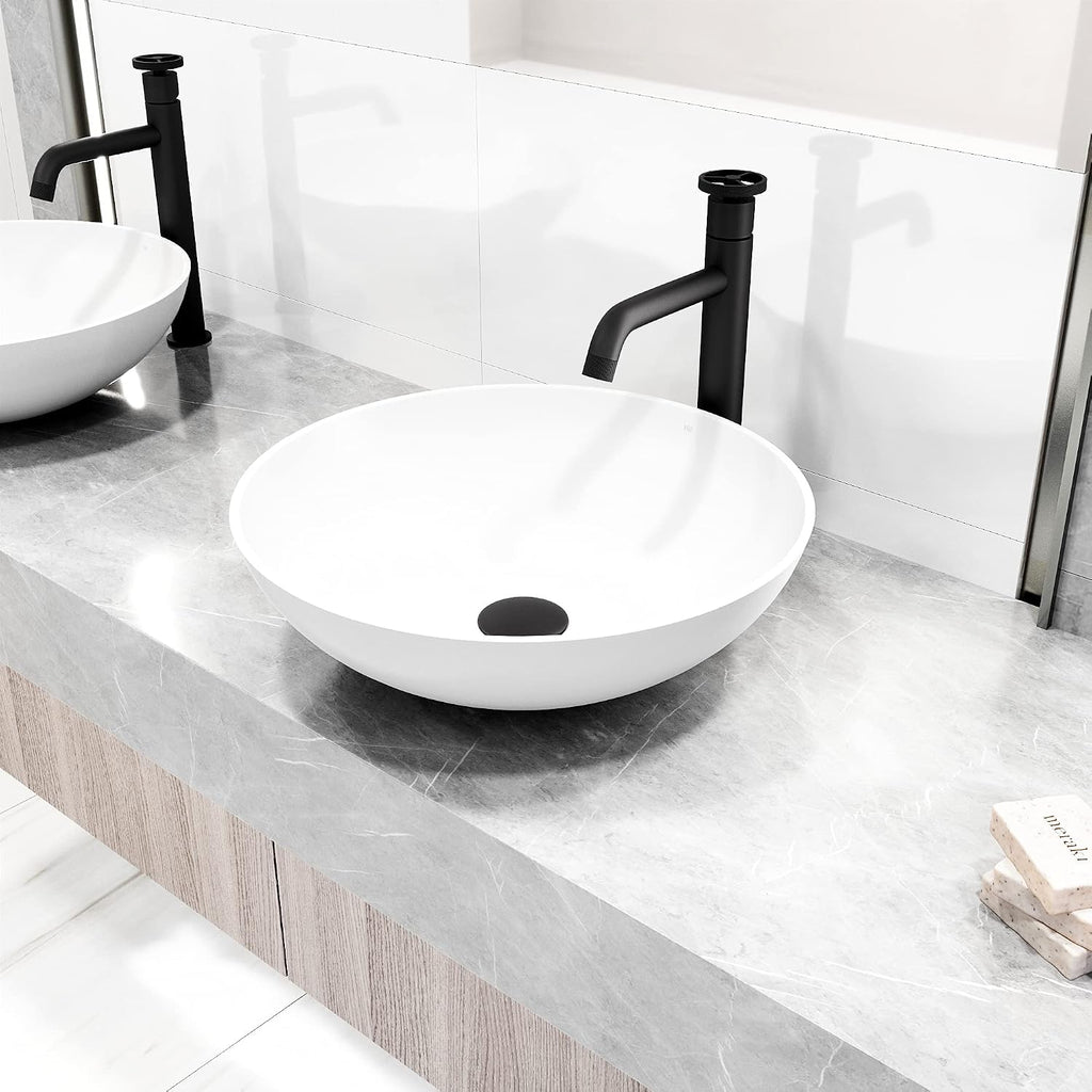 VIGO Cass Single-Handle Single-Hole Mount Vessel Bathroom Sink Faucet, 12-Inch, Matte Black, Modern Design, Solid Brass, 1.2 GPM WaterSense & Ceramic Disc Valve, Corrosion-Resistant