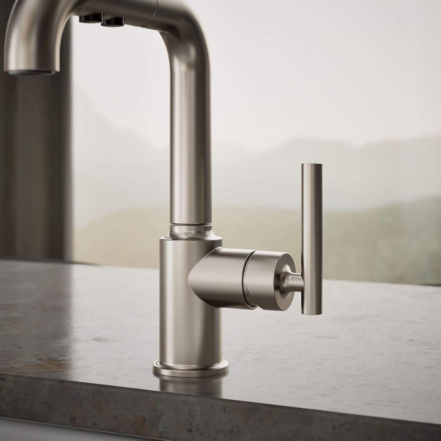 KOHLER Purist Pull-out kitchen sink faucet with three-function sprayhead