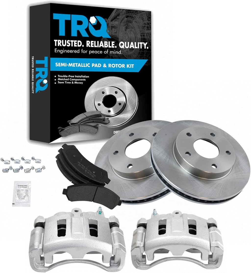 TRQ Front Metallic Brake Pads Rotors & Calipers Kit for GM SUV Truck New