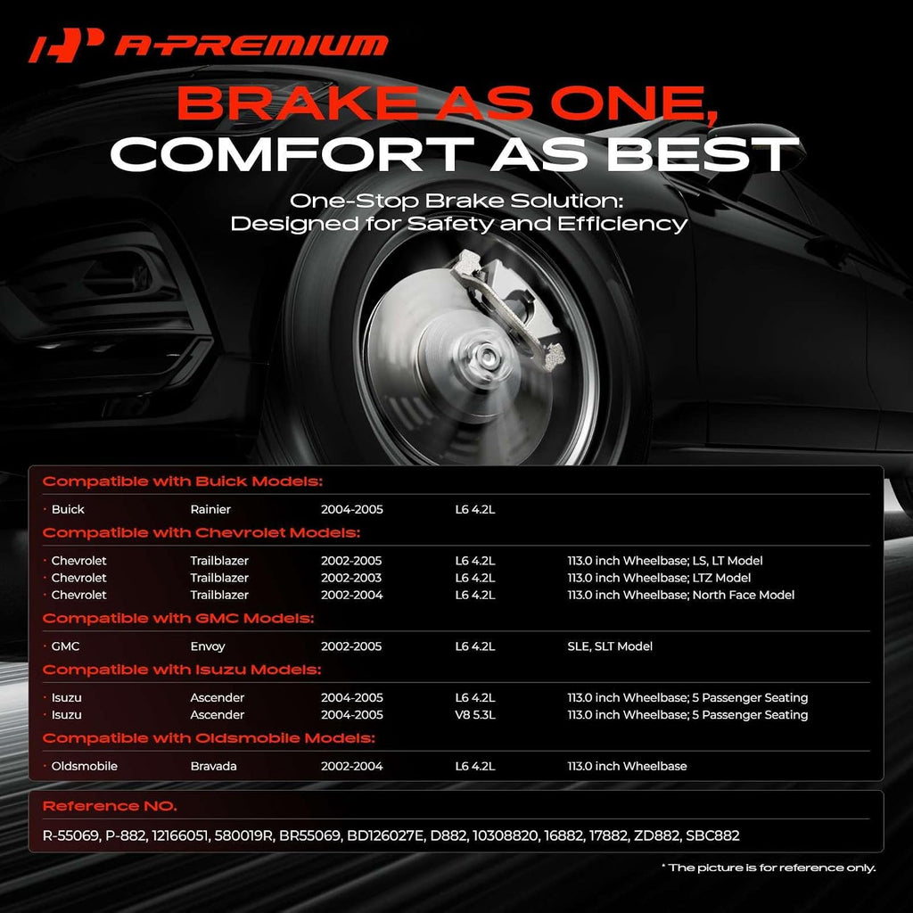 A-Premium 12.01 inch (305mm) Front Vented Disc Brake Rotors + Ceramic Pads kit Compatible with Select Chevy, Buick, GMC, Isuzu and Oldsmobile Models - Rainier, Trailblazer, Envoy, Ascender, Bravada