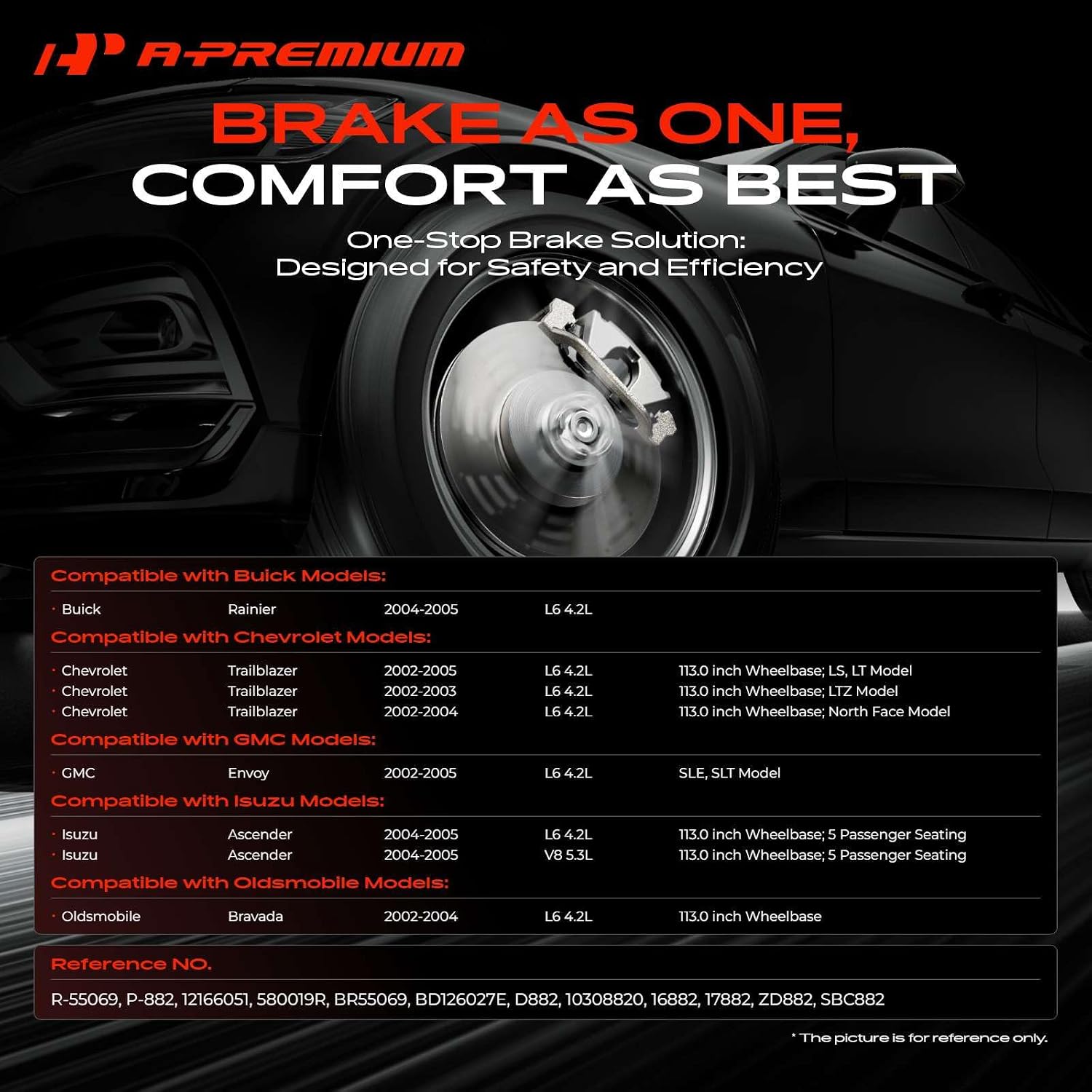 A-Premium 12.01 inch (305mm) Front Vented Disc Brake Rotors + Ceramic Pads kit Compatible with Select Chevy, Buick, GMC, Isuzu and Oldsmobile Models - Rainier, Trailblazer, Envoy, Ascender, Bravada