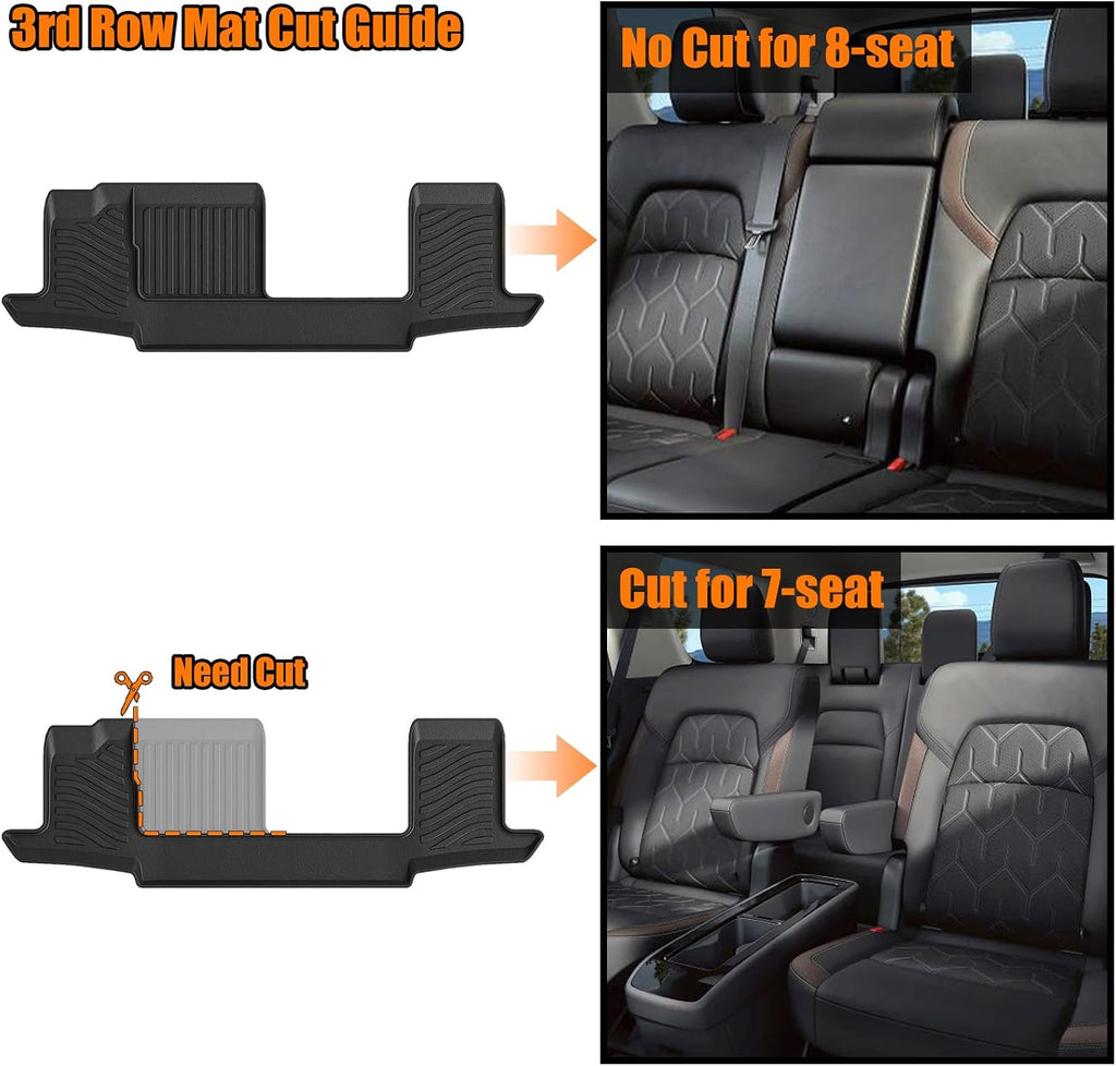 Auxko All Weather Floor Mats Cargo Mat Back Seat Mat Fit for Nissan Pathfinder 7&8 Seat 2026 2025-2022 TPE Floor Liner Trunk Mat Pathfinder Accessories All Season Odorless Anti-Slip Black