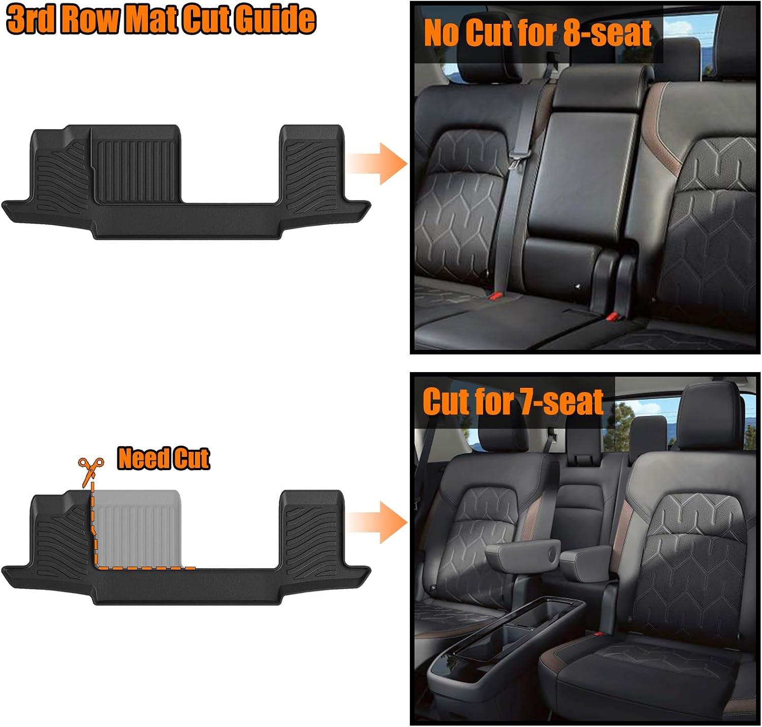Auxko All Weather Floor Mats Cargo Mat Back Seat Mat Fit for Nissan Pathfinder 7&8 Seat 2026 2025-2022 TPE Floor Liner Trunk Mat Pathfinder Accessories All Season Odorless Anti-Slip Black