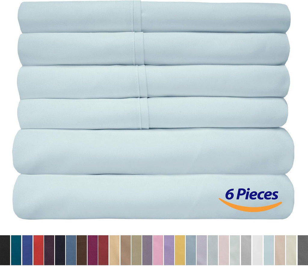Sweet Home Collection Twin Size Bed 4 Piece 1500 Thread Count Fine Brushed Microfiber Deep Sheet Set-2 Extra Pillow Cases, Value, Aqua, Twin (Pack of 12)