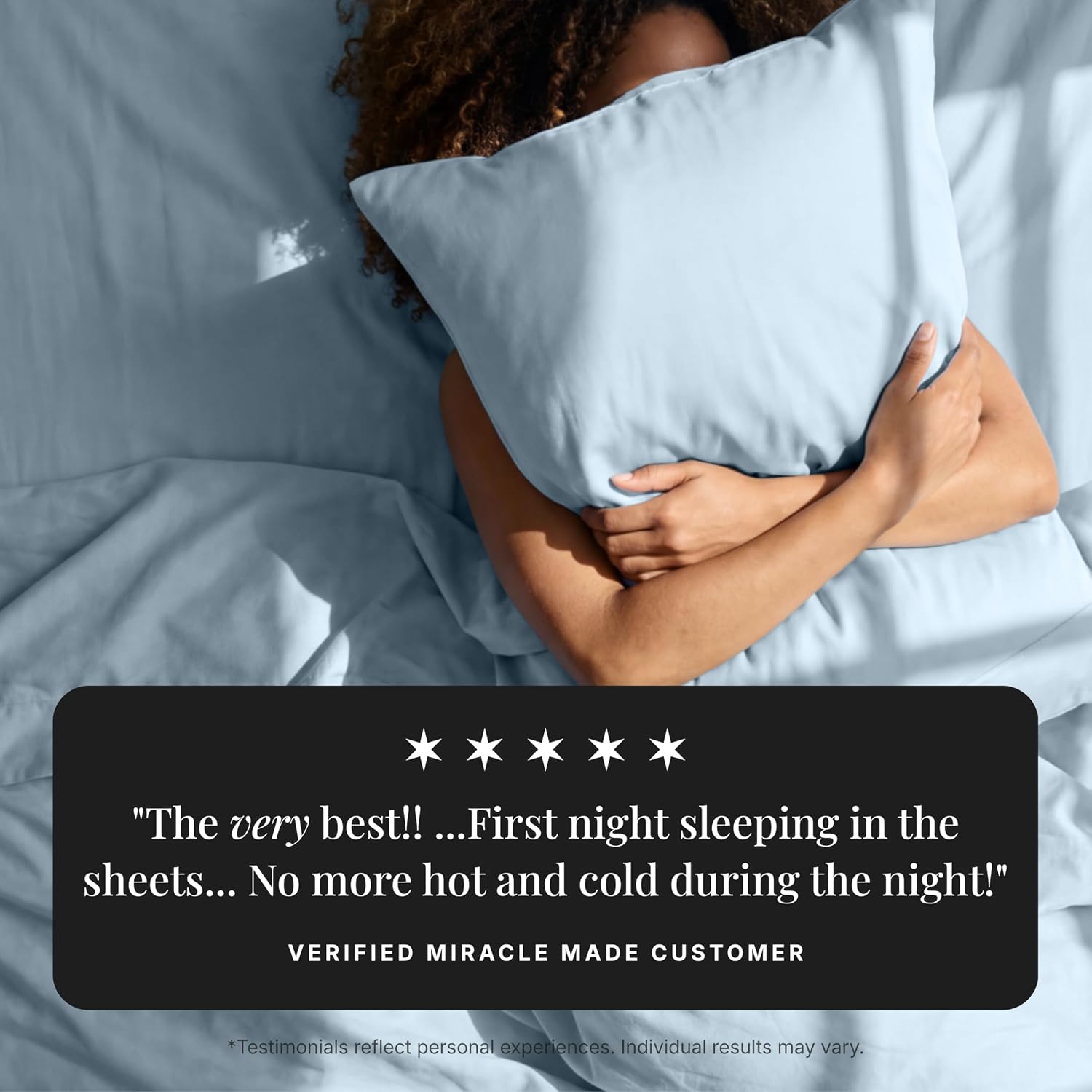 Miracle Made Extra Luxe Soft, Cool-to-the-Touch Cotton Bed Sheet Set, 4-Piece – Silver-Treated, Breathable, Lightweight Bedding – Queen Size, Sky Blue