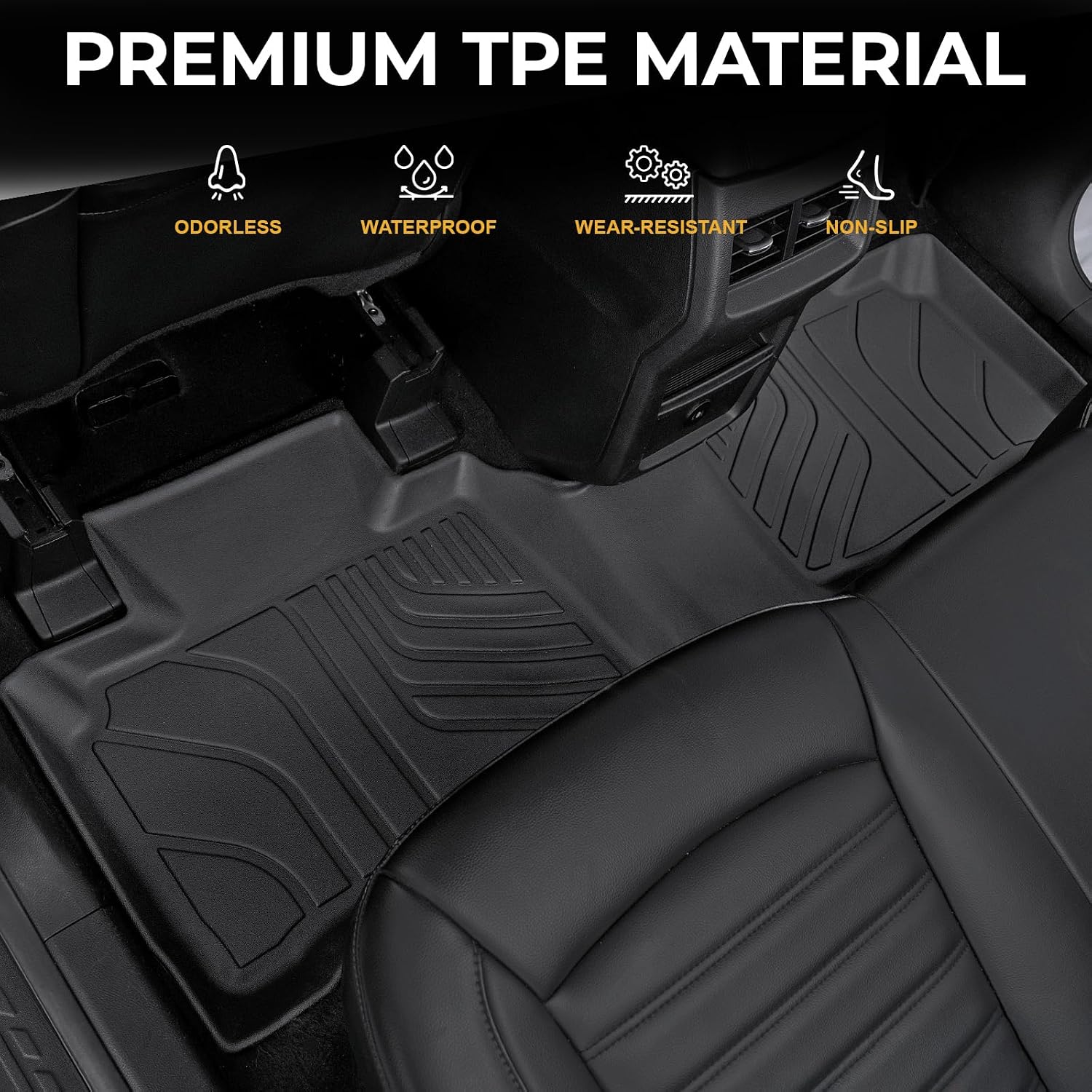 Floor Mats for Ford Edge 2015-2026, All Weather Floor Mats Trunk Cargo Liner with Backrest Protectors and Door Sill Guards Accessories, Full Coverage Set