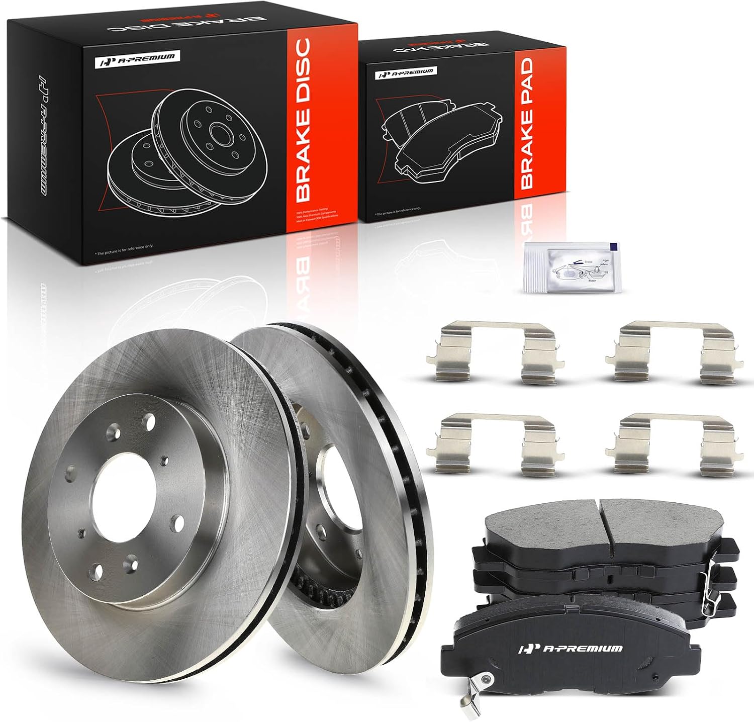 A-Premium 10.24 inch (260mm) Front Vented Disc Brake Rotors + Ceramic Pads Kit Compatible with Honda Models - Accord 1998 1999 2000 2001 2002, L4 2.3L, Sedan, 6-PC Set
