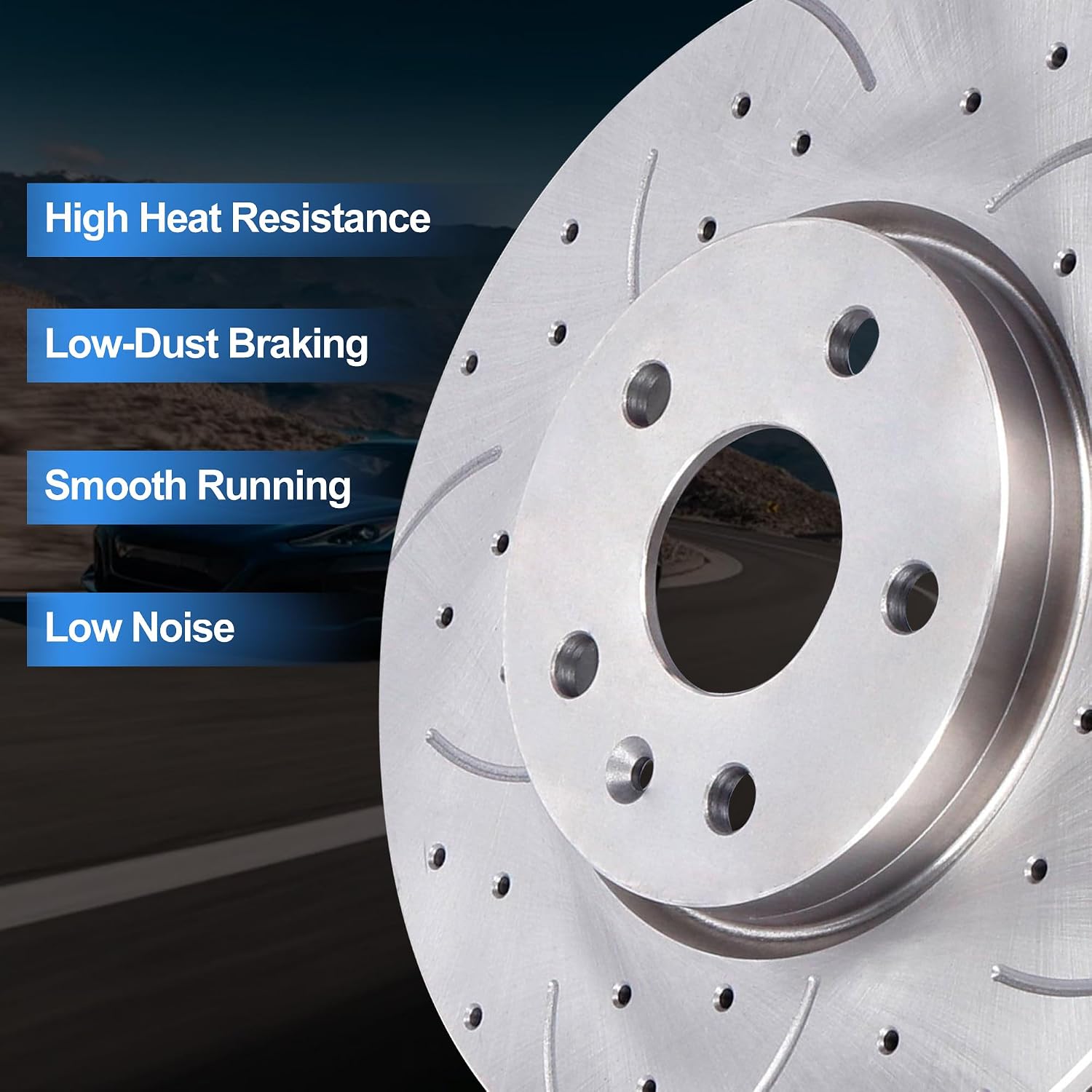 Front Brake Rotors and Brake Pads Kit Compatible with Buick LaCrosse Regal 2011-2016, Chevrolet Equinox 2010-2017, Impala 2014-2020, Malibu 2013-2016, GMC Terrain 2010-2017 – Fit 5-Lug Only