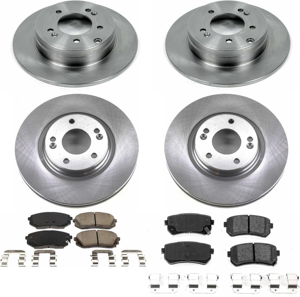 PowerStop Front and Rear Brake Kit for Hyundai Sonata 2016-19 | Kia Optima 2016-20 - Z17 Ceramic Brake Pads & Disc Rotors Replacement, KOE7522