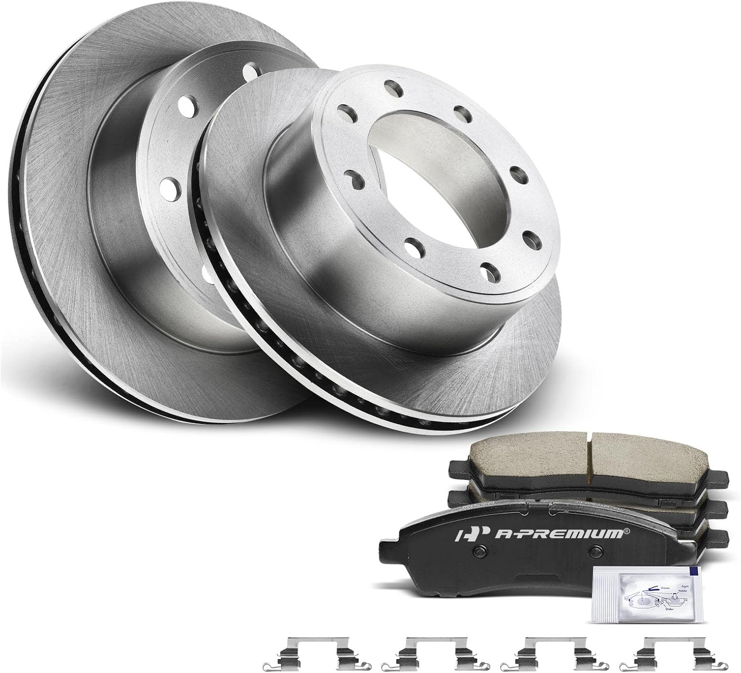 A-Premium 12.83 inch(326 mm) Rear Vented Disc Brake Rotors + Ceramic Pads Kit Compatible with Select Ford Models - Excursion 00-05, For F-250 Super Duty 99-04, For F-350 Super Duty 99-04, 6-PC Set