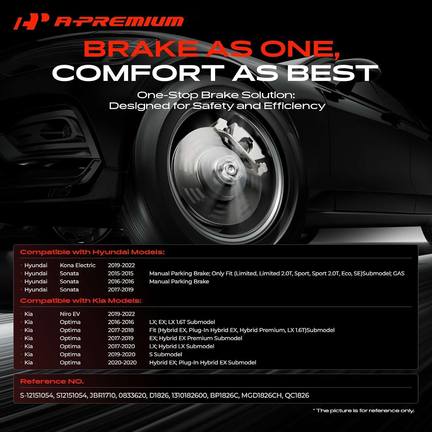 A-Premium 12.00 inch (305mm) Front Drilled and Slotted Disc Brake Rotors + Ceramic Pads Kit Compatible with Select Hyundai and Kia Models - Sonata 2015-2019, Kona Electric, Optima, Niro EV, 6-PC Set