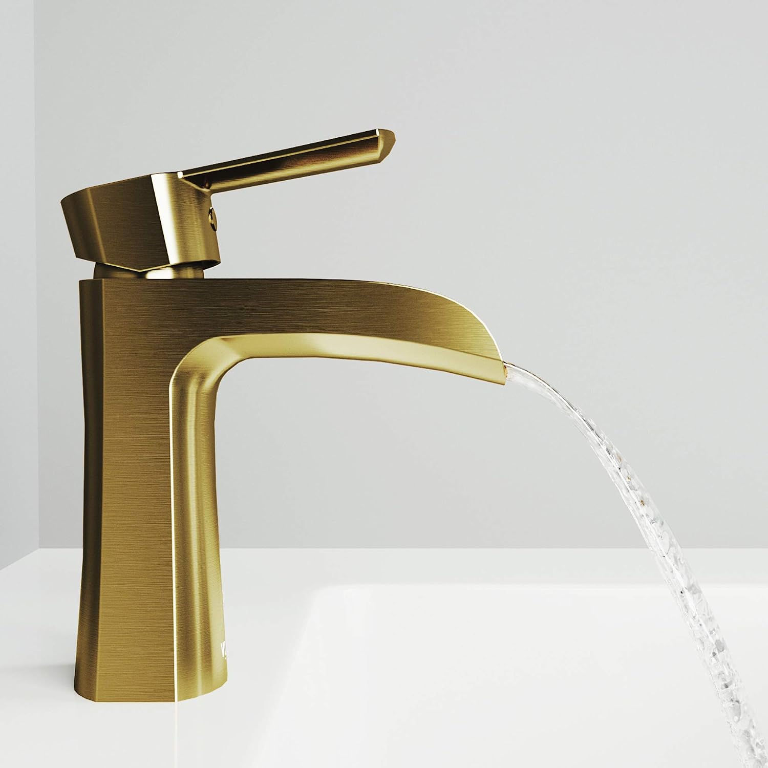 VIGO Paloma Waterfall Single-Handle Single-Hole Mount Bathroom Sink Faucet, 7-Inch, Matte Brushed Gold, Modern Design, Solid Brass, 1.2 GPM WaterSense & Ceramic Disc Valve - VG01041MG