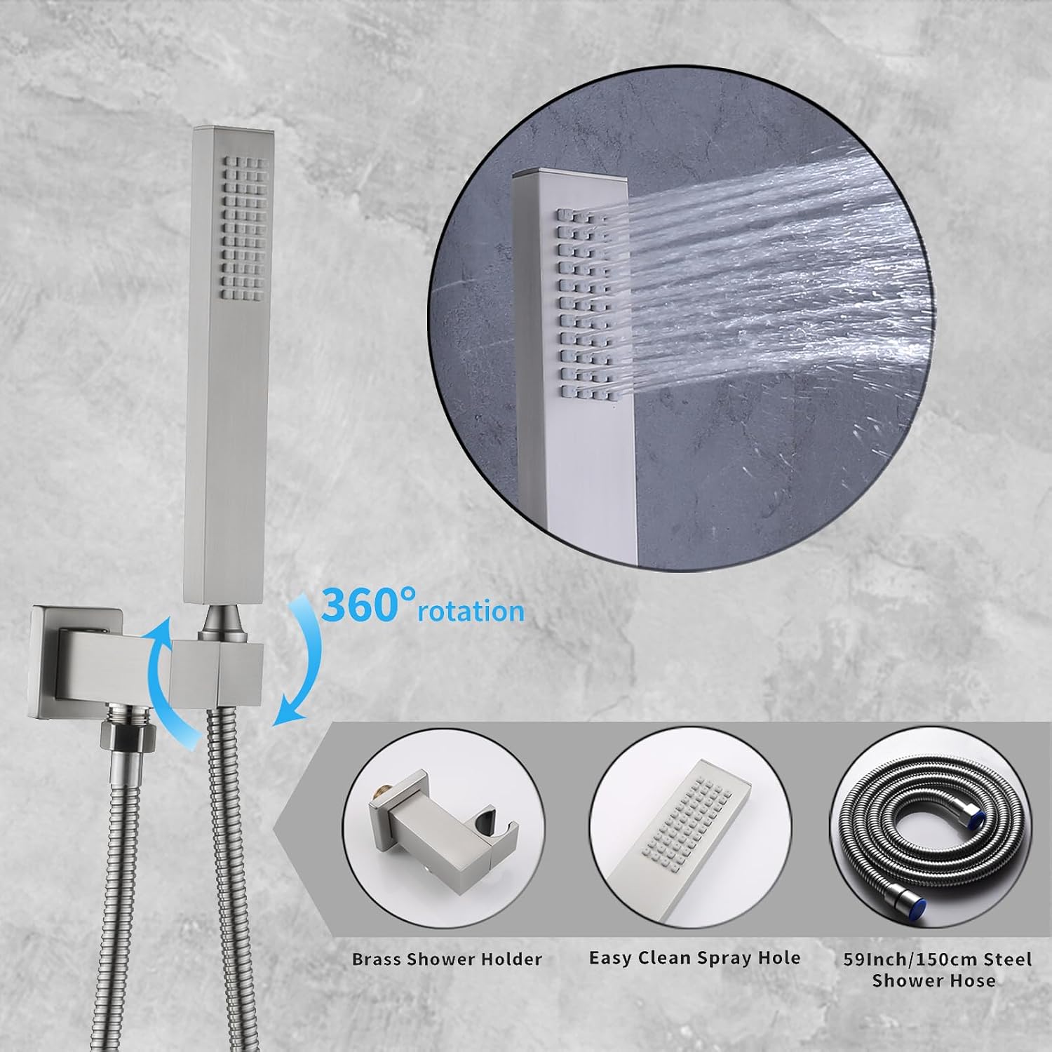 Dual Shower Heads Shower System with 12 Inch Ceiling Rainfall Shower Head and 8 Inch Side Shower Head Digital Display Shower Fixtures Luxury Shower Faucet Set,Brushed Nickel