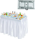 Outdoor Ice Cooler Folding Table, Portable Cooler Table with Removable Matching Skirt, Chill Table for Party BBQ Camping Wedding White