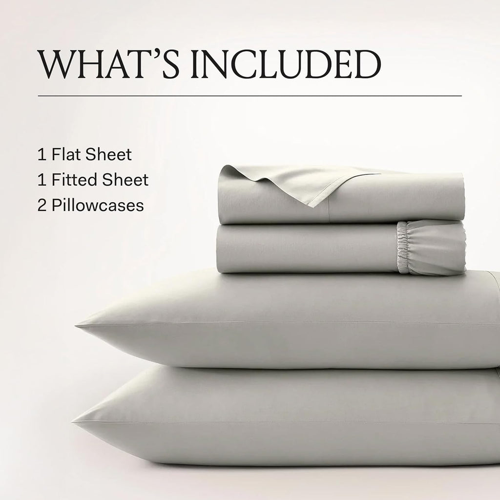 BOLL & BRANCH Signature Hemmed Sheet Set - Full, Cream - Luxury 100% Organic Cotton - Includes 1 Flat, 1 Fitted, 2 Pillowcases - Buttery Soft